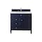 James Martin Vanities Brittany 36in Single Vanity, Victory Blue w/ 3 CM Ethereal Noctis Quartz Top 650-V36-VBL-3ENC - alternate 1